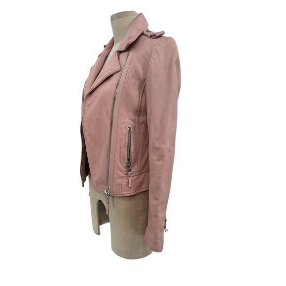 Dylan Gray Leather Moto Jacket Blush Pink Zip Front Size XS - Picture 5 of 16
